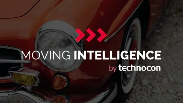 The original Moving Intelligence by Technocon brand on a classic car